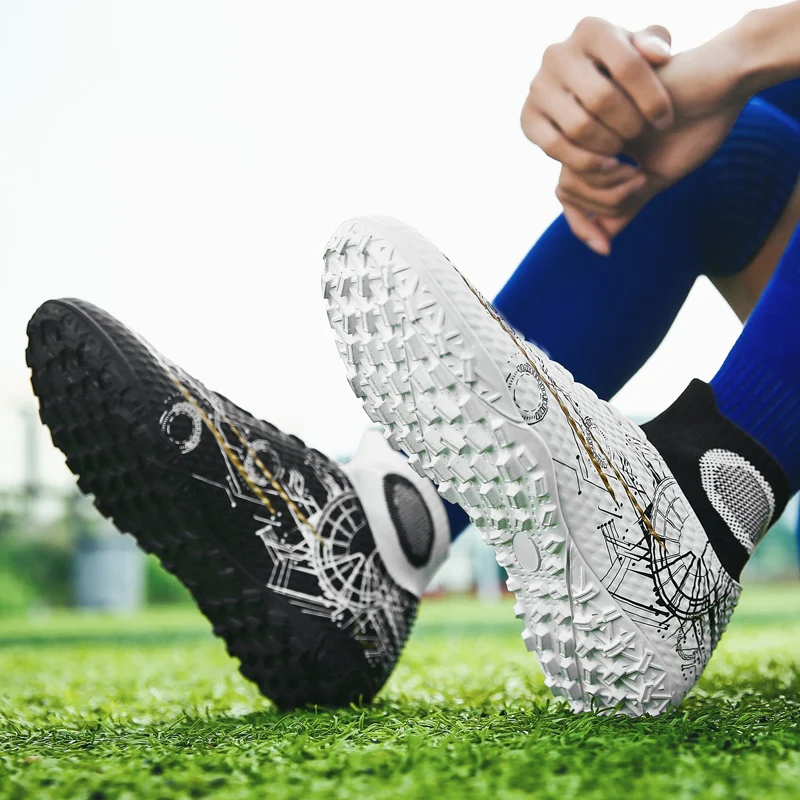 Zapatos de fútbol al aire libre para hombres, tacos de fútbol de Turf de tobillo de alta calidad, calzado deportivo de entrenamiento de hierba de