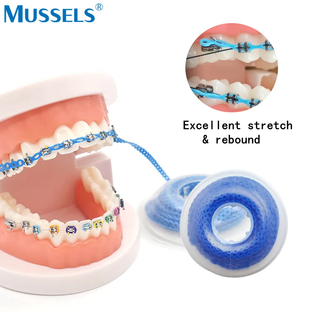 Cadena de alimentación elástica para ortodoncia Dental, bandas de goma largas, cortas y cerradas, Ultra Powerchains para aparatos de odontología, 15