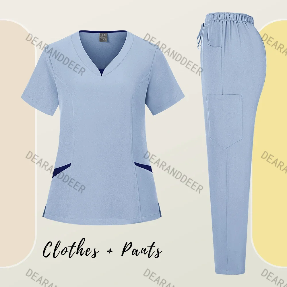 Hospital new multi-color surgical uniform short-sleeved shirt pants nursing women pet store doctor medical surgical work uniform