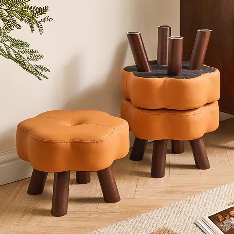 

Modern Portable Stool Leather Kitchen Bathroom Entrance Small Stool Bedroom Wooden Meuble De Salon Furniture Living Room