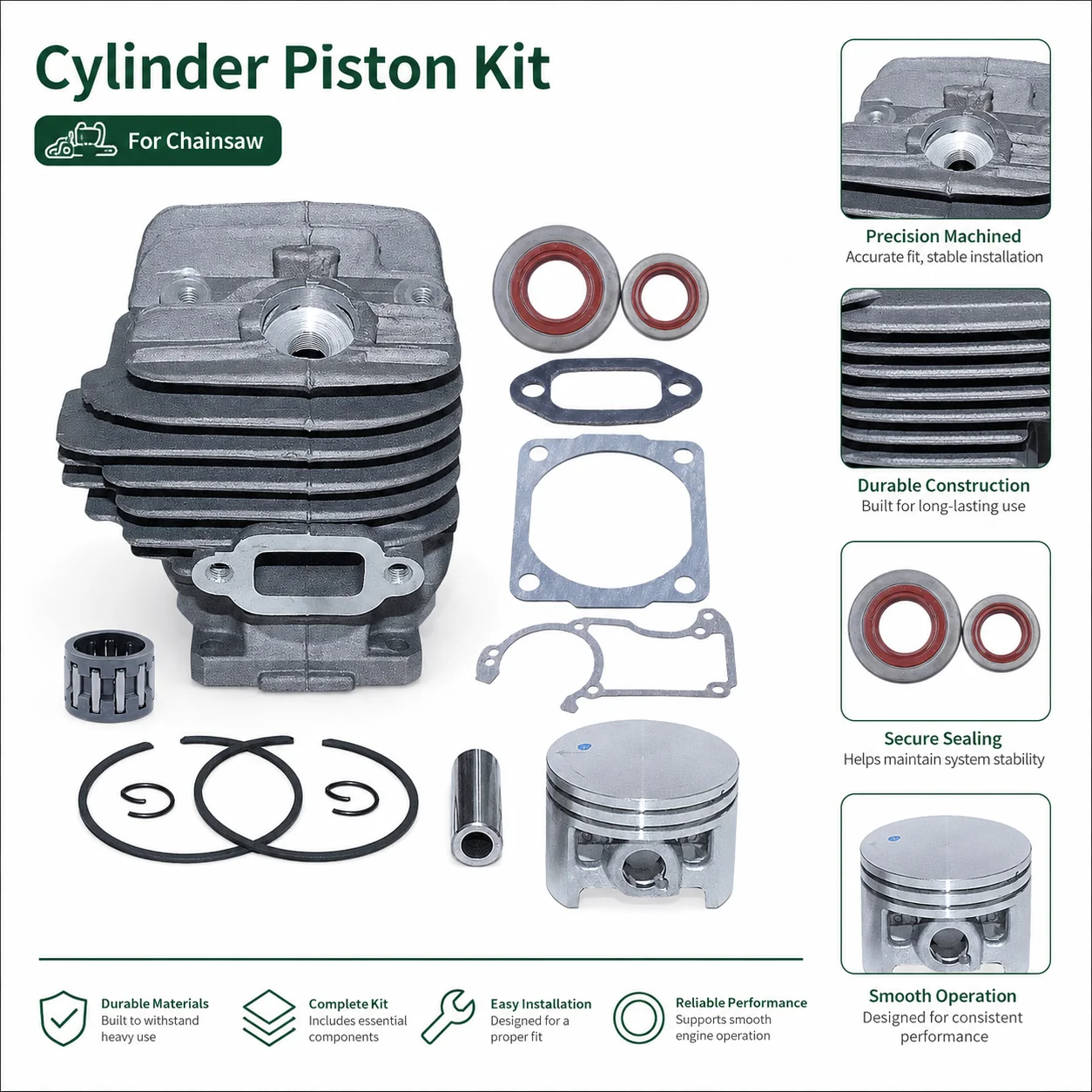 44.7mm Big Bore Cylinder Piston Kit Replaces OEM 1121 020 1217 For Stihl 026 026Pro MS260 MS260C Chainsaw Parts Accessories
