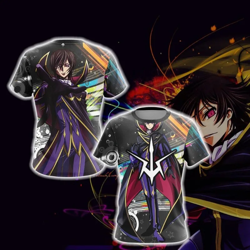2026 New Style Code Geass ZERO Emperor's Robe Print Crew Neck Short Sleeve Sports Breathable T-Shirt - Ideal Gift for Anime Fans
