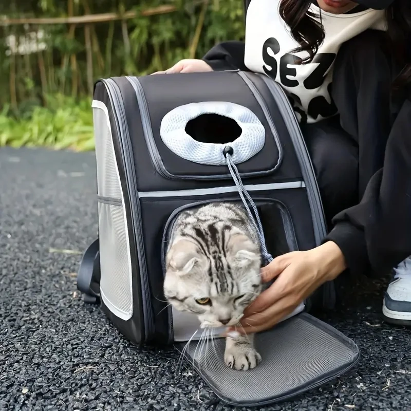 Airline-approved Pet Backpacks Breathable Mesh Pet Cat CarrierFully Ventilated Mesh Cat Backpack For Travel