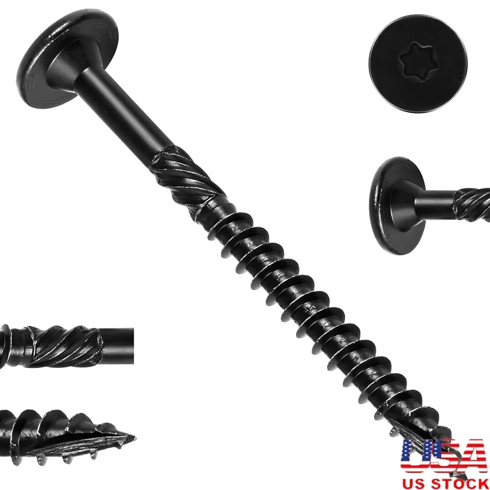 

100Pcs Heavy-Duty Star Drive Wood Screws 6in Rust Resistant Outdoor Decking Timber Screws Self-Drilling Wood Projects