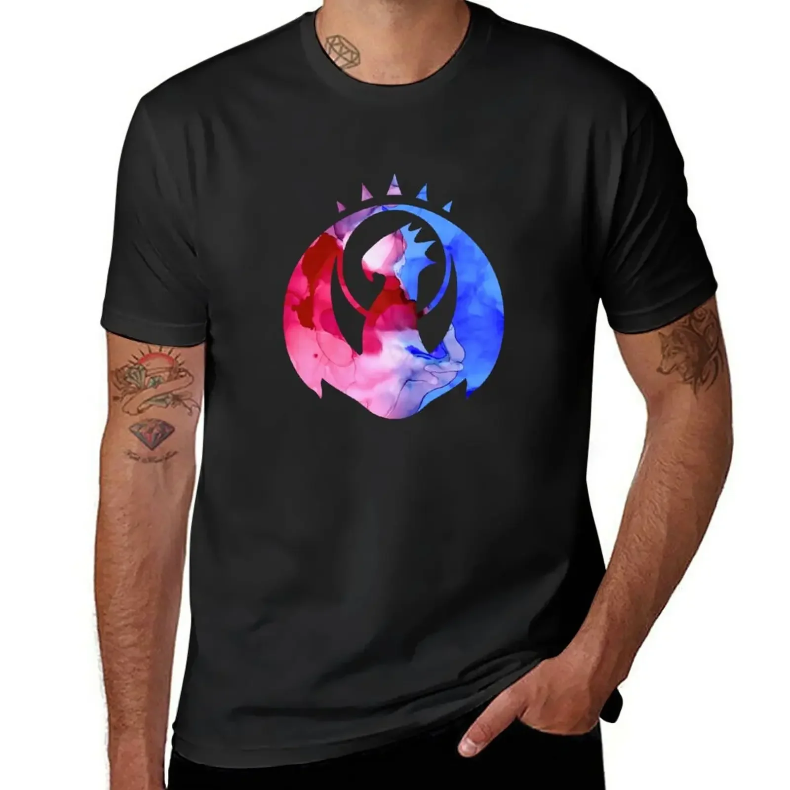 MTG Izzet League Ravnica Guild Insignia Logo Black Background T-Shirt plain oversized boys animal print black t-shirts for men