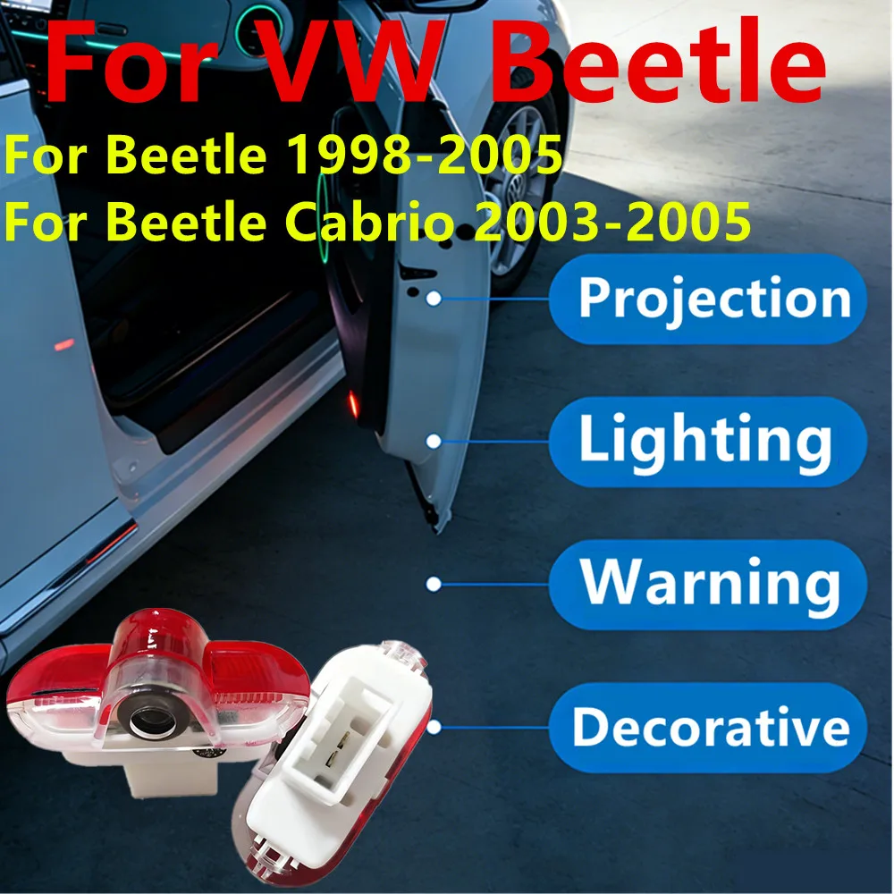 Accesorios de decoración para puerta de coche, 2 uds., para VW Beetle 1998-1999-2000-2001-2002-2005, Beetle Cabrio 2003-2004-2005, luz de bienvenida LED