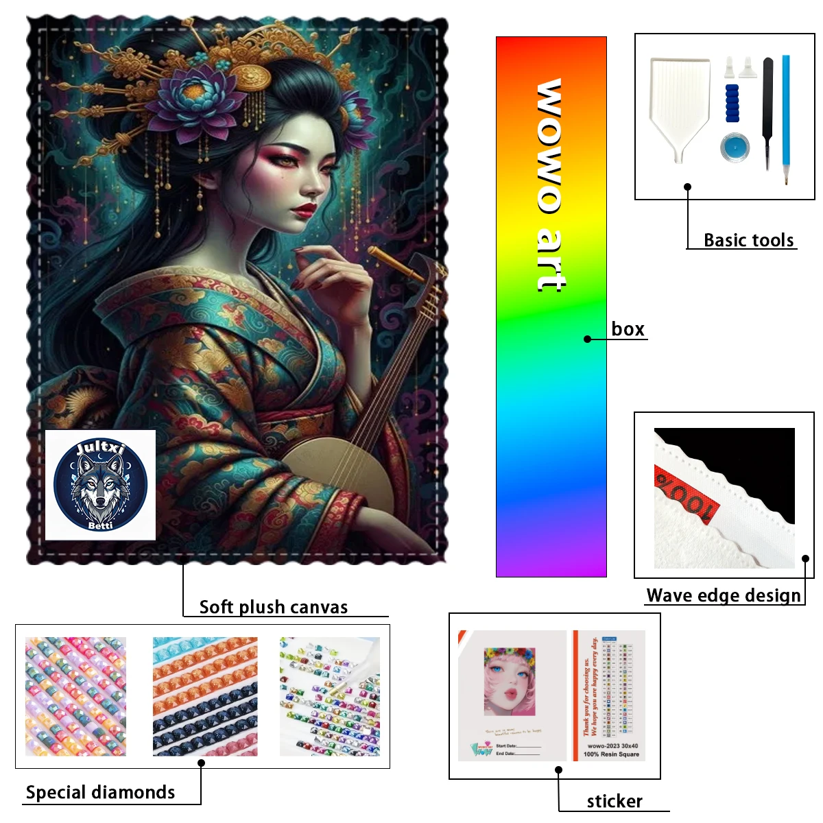 

【Betti_ Diamond Art】fJapanese kimono girl AB Rhinestone FD Rhinestone Perfect Resin Diamond