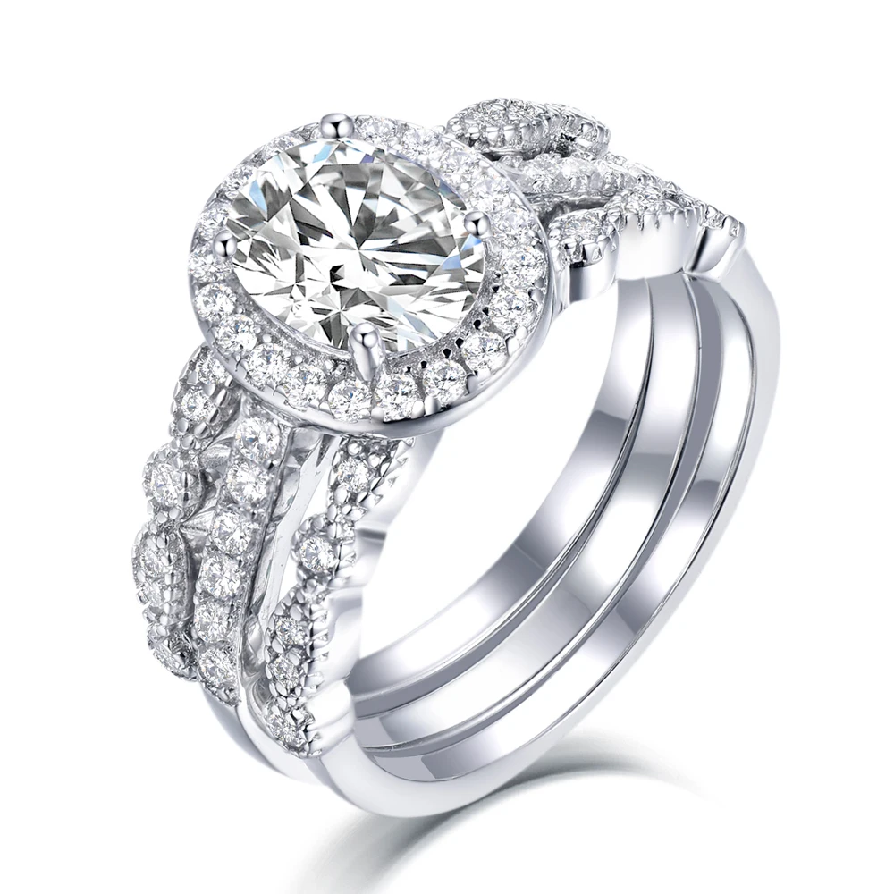 

High Quality Oval Shape Women Ring Sterling Silver Stone Rings Wedding Ring Diamond