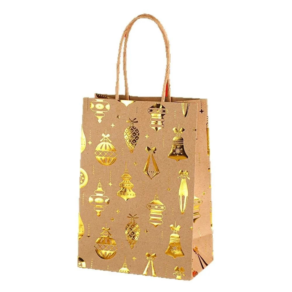 Рождественские бумажные пакеты со снежинками из крафт-бумаги — подарочные пакеты с плоским дном для рождественской елки, сувениров и сувениров