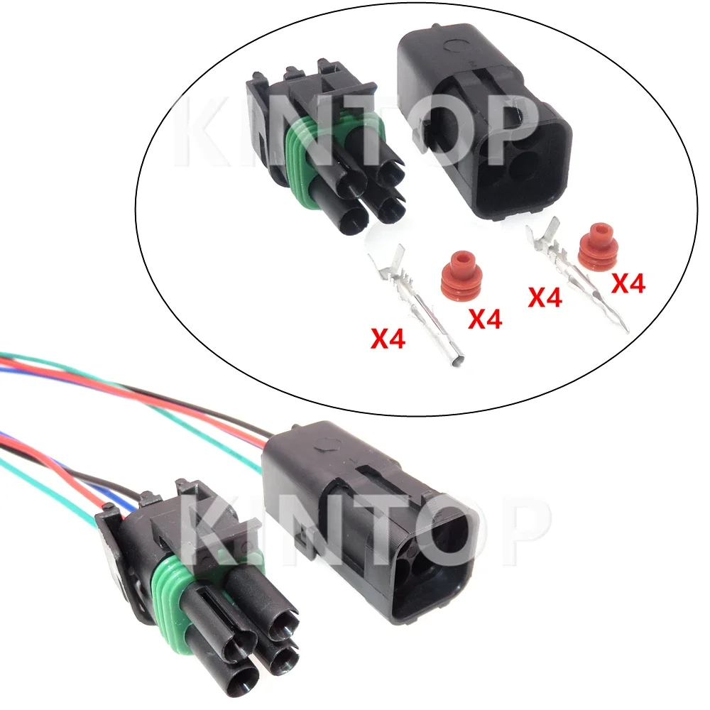 1 Set 4 Pins AC Assembly Car Replacement Socket Parts 12015798 12015024 Auto Plastic Housing Waterproof Male Female Connector