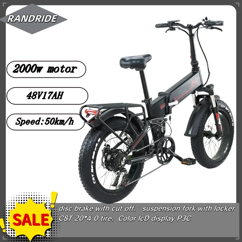 New Electric Bicycle YX20 2000W motor 48V17AH battery Electric bike 20 inch tyres Fold multifunctional mountain off-road E bike image 1
