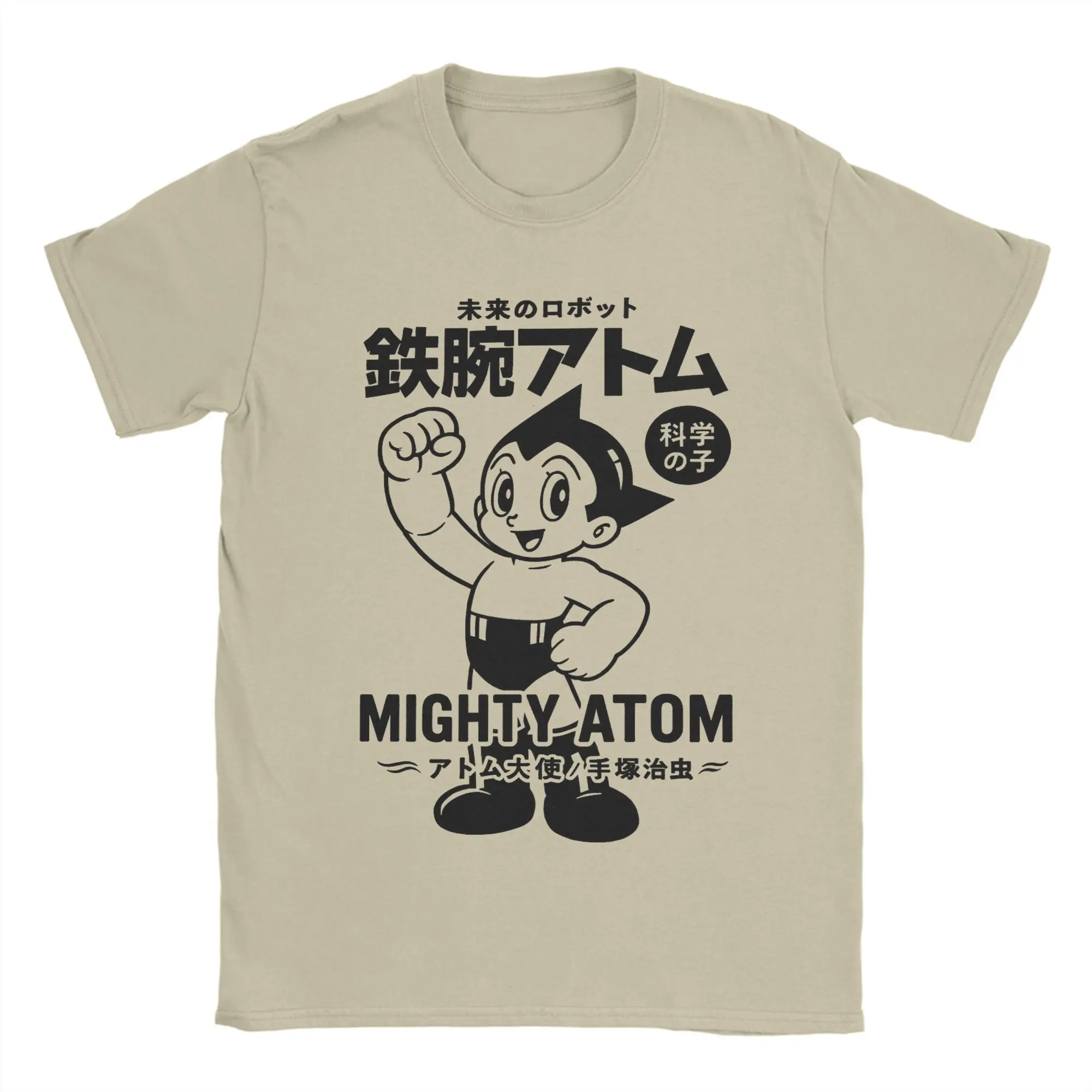 Casual Japanese Astro Boy Mighty Atom T-Shirt for Men Round Collar Cotton T Shirts Short Sleeve Tee Shirt Graphic Printed Tops