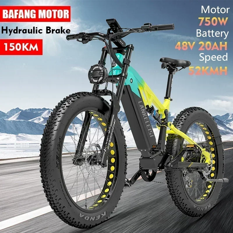 Electric Bike Lankeleisi RV800 750W Motor 48V20AH battery Electric Bicycle 26*4.0 Inch Fat Tyre mountain off-road adult E-bike