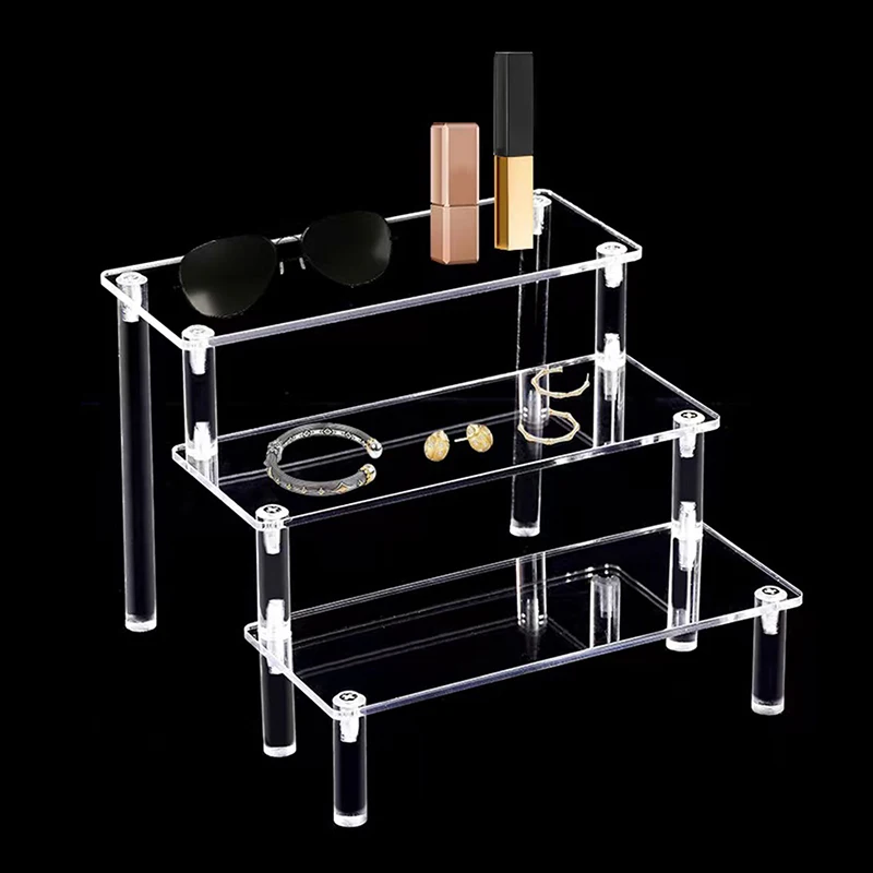 1pcs Acrylic Shelf Stand Clear Display Riser Rack for Cupcake Perfume Organizer Transparent Trapezoidal Blind Box Storage Shelf