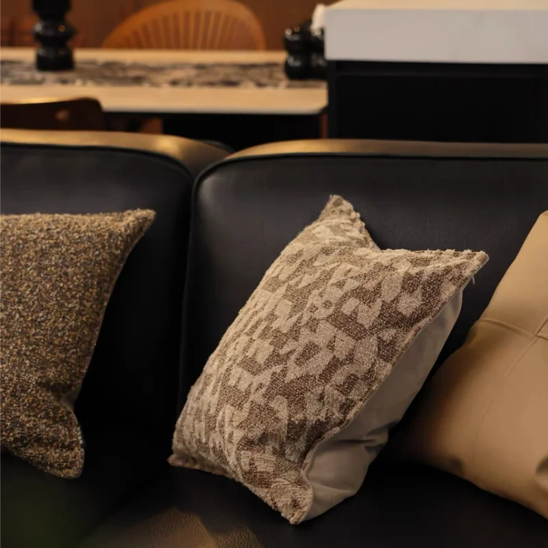 Brown Collection Pillows Luxury Texture Cushion Case Velvet Pile Cutting Jacquard Decorative Pillow Cover For Sofa Chair