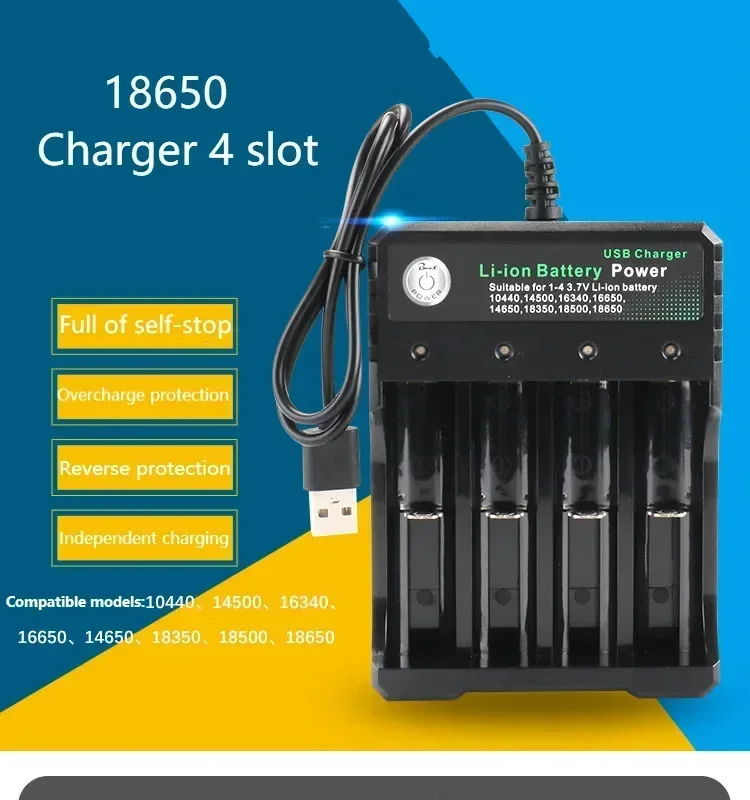 Batería recargable de iones de litio para linterna LED, 3,7 V, 3500 MAh, carga