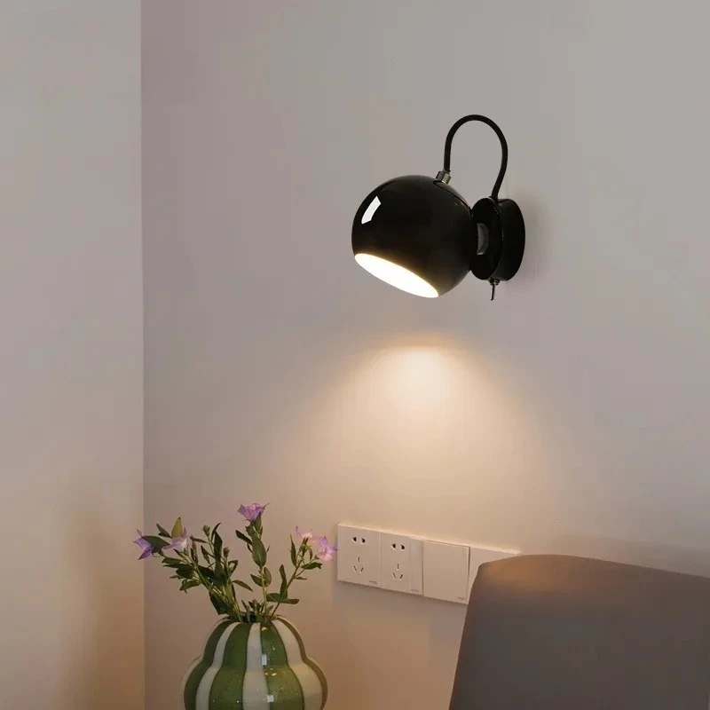

2025 Nordic Ins Cream Wind Wall Lamp With Switch LED G9 Minimalist Iron Art Rotatable Wall Sconces Bedroom Living Room Study Bal