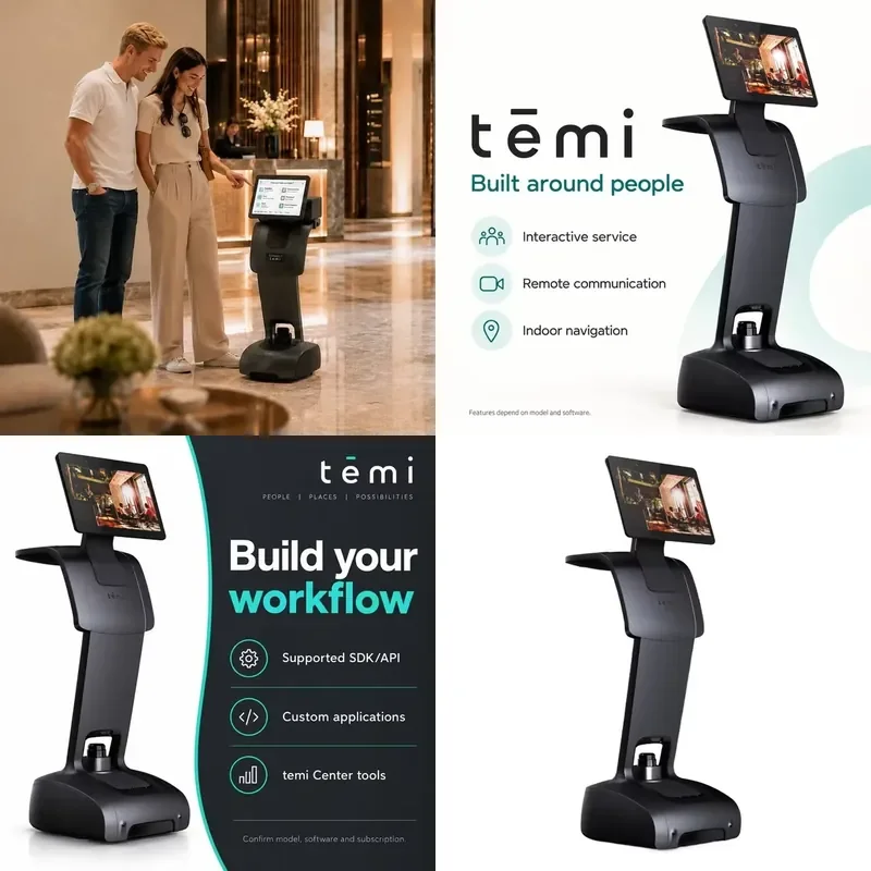 Autonomous Mobile Robot Advertising Robot 13.3 Inch Touchscreen Display Auto Charge Facial Recognition for Supermarket Retail