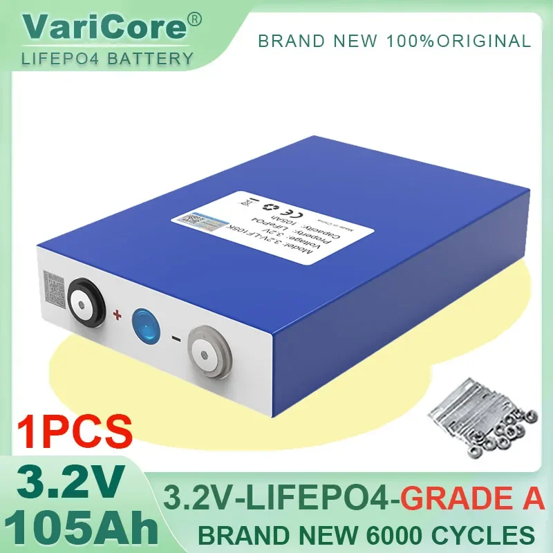 

1pcs Grade A Original 3.2V 105Ah LiFePO4 Battery Lithium iron DIY 12V 24V Motorcycle Electric Car Solar Inverter Boat Batteries