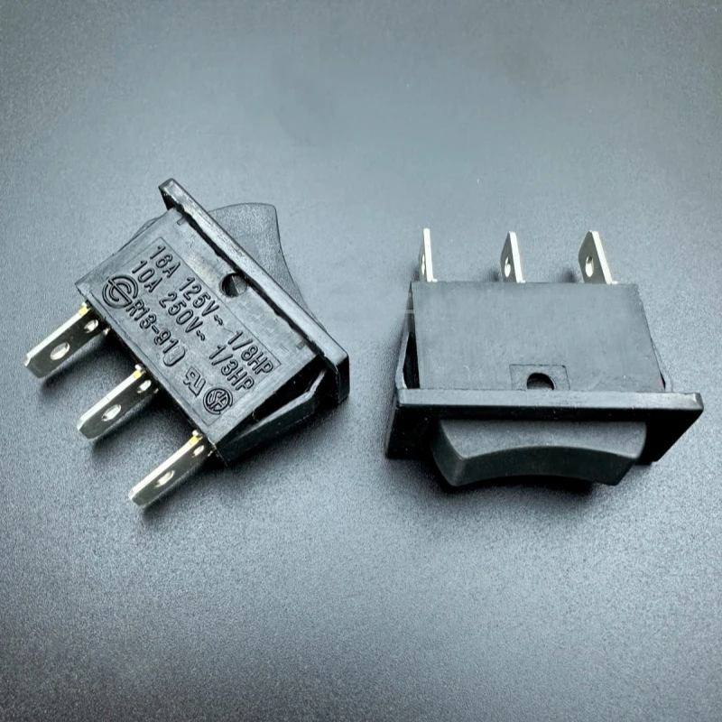 R13-91 rocker boat-shaped switch 3-pin 3-position 10A250VAC button KCD3 33.4*14mm
