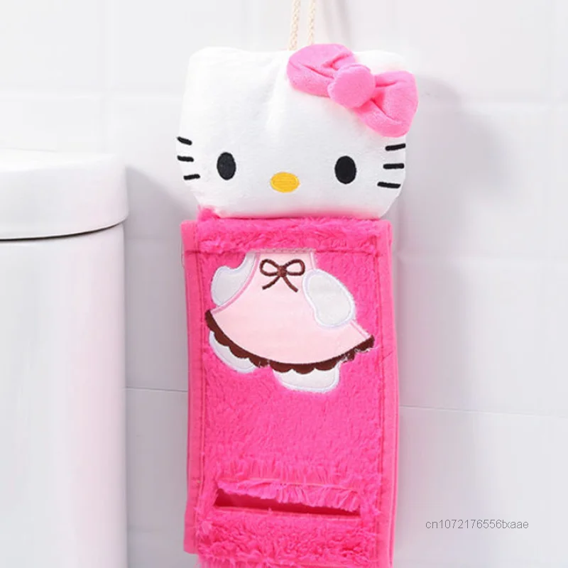 Sanrio Hello Kitty pluszowe uchwyt na ręcznik papierowy Anime kreatywne papier toaletowy pudełka nieperforowane ściany wiszące łazienka w domu półki