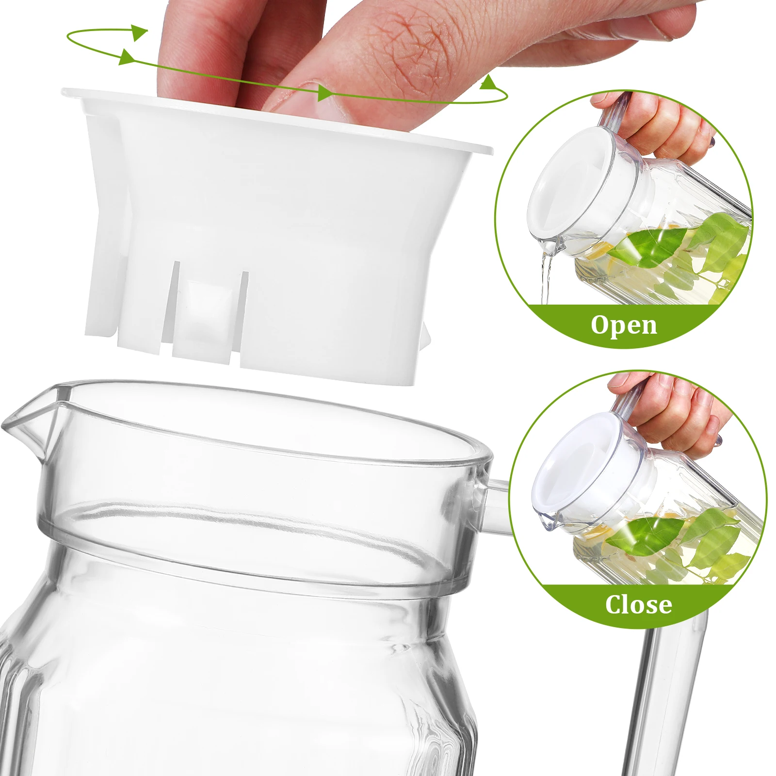 

2 Pcs 600ML Pitcher Multi purpose Drink Jug Lid Ergonomic Handle Dust proof for Home Kitchen Beverage Dispenser