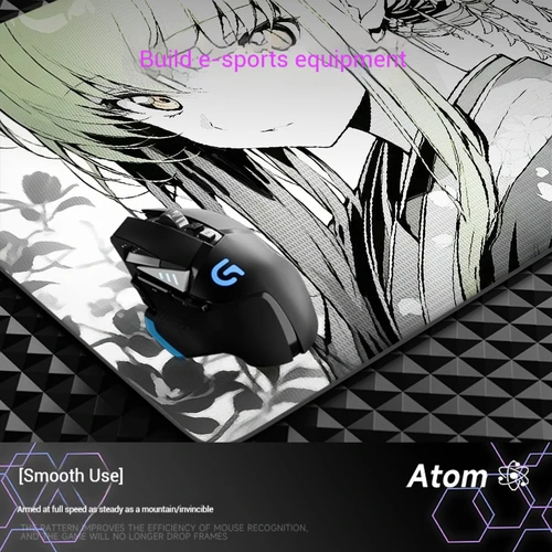Imagen 2 del producto Alfombrilla de ratón de vidrio fotovoltaico ATOM, actualización templada, suave, FPS, tallado láser, juego de deportes electrónicos, juego temático de Anime, alfombrilla de ratón específica