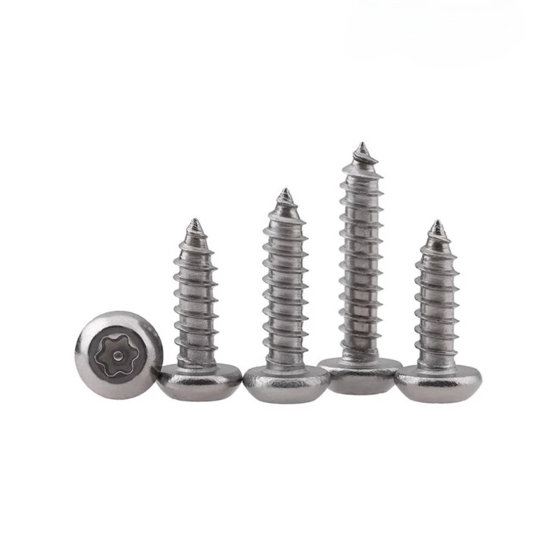 304 Stainless Steel Round-Head Hex Socket Self-Tapping Screws M2.9 M3.5 M3.9 M4.8 Semi-Round Head Anti-Theft Self-Tapping Screws