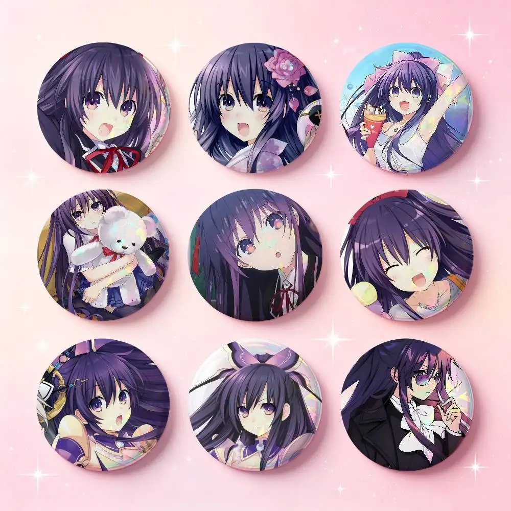Tohka Yatogami Anime Figure Badges 25 32 44 58 75 Mm Round Cosplay Pin Bag Decor Fans Collect Friends Gifts Brooch Souvenir