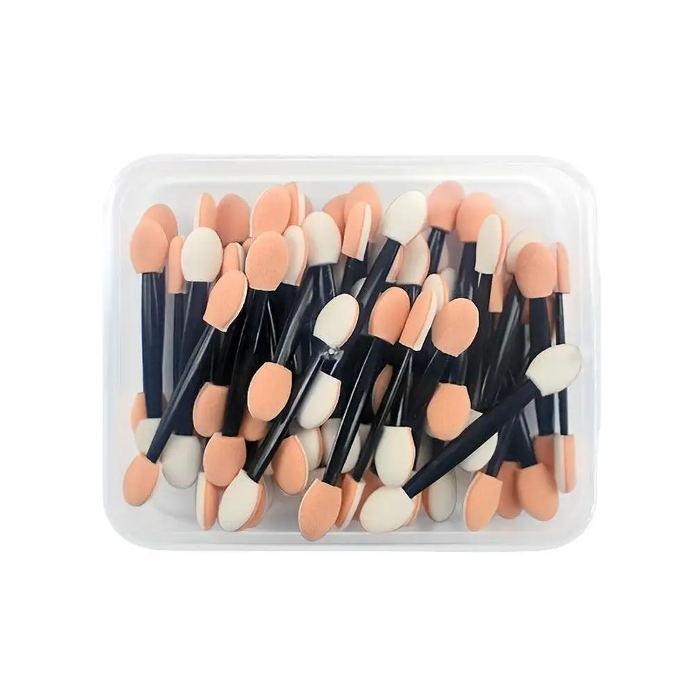 Brosse à fard à paupières jetable Portable à Double extrémité, brosse de maquillage multifonctionnelle, brosse de mélange, brosse sous les yeux, 50 pièces