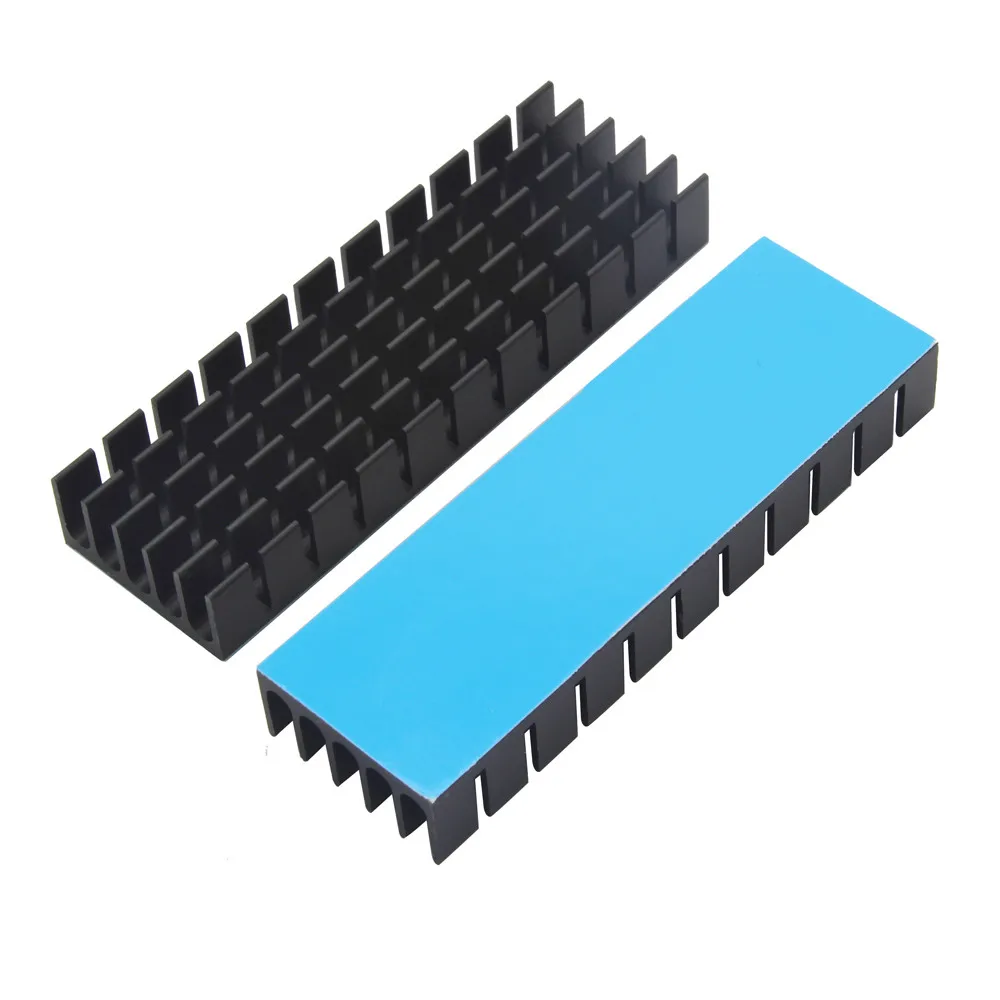 70x22x10mm 10pcs Aluminum Heatsink Black Heat sink Cooling for Electronic IC Chip RAM LED Heat Dissipation With Thermal Tape