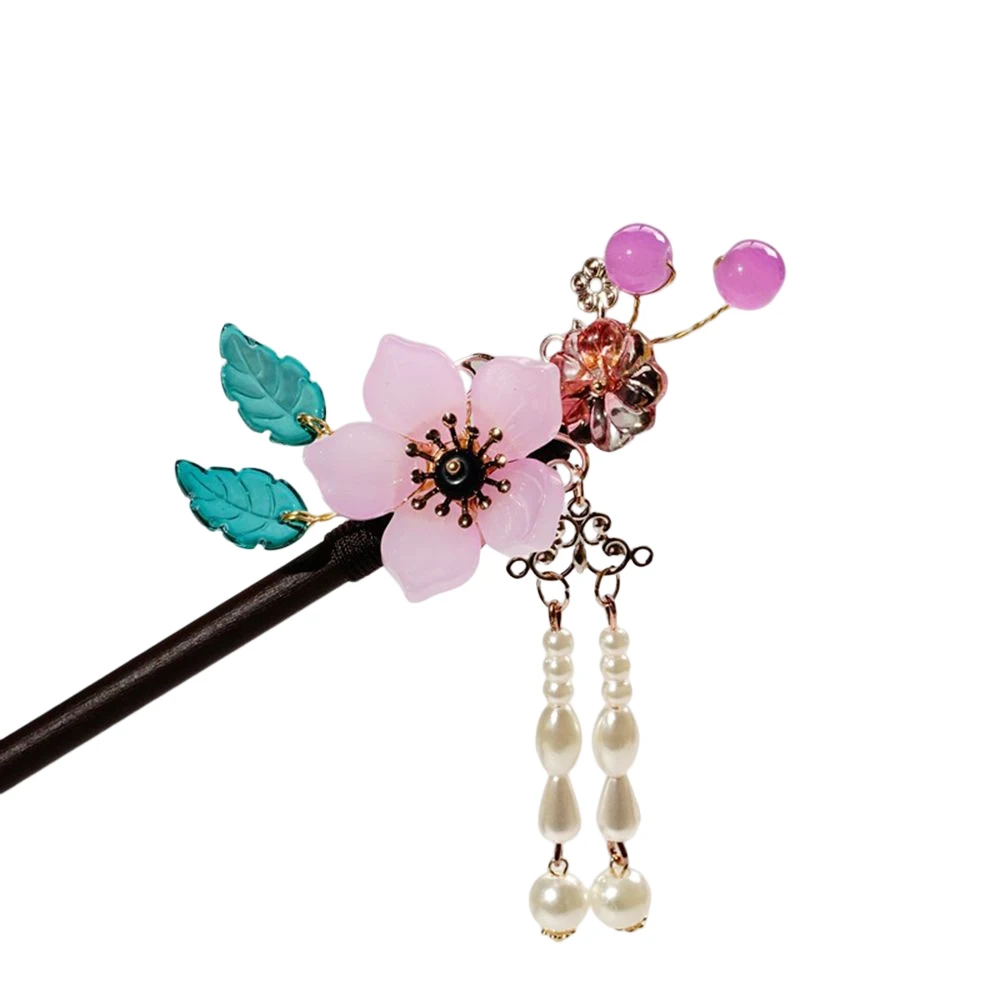 Ethnic Style Hair Stick with Durable Alloy Material Fringed Wood Hair Chopsticks for Birthday Thanksgiving Day Gift