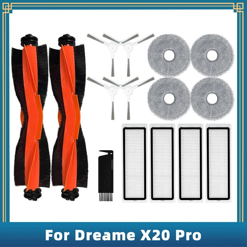 สำหรับ dreame Bot X20 Pro หุ่นยนต์ดูดฝุ่นเปลี่ยนอุปกรณ์เสริมด้านข้างหลักแปรงแผ่นกรอง HEPA