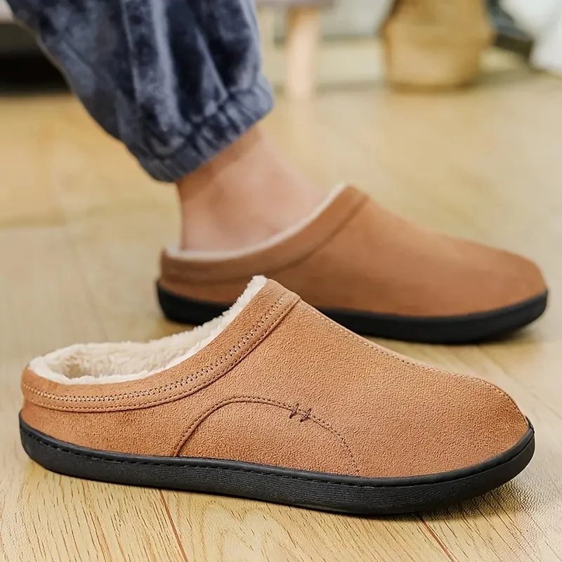 Cotton slippers men winter indoor home with cashmere warm can be worn outside the dirty cotton shoes