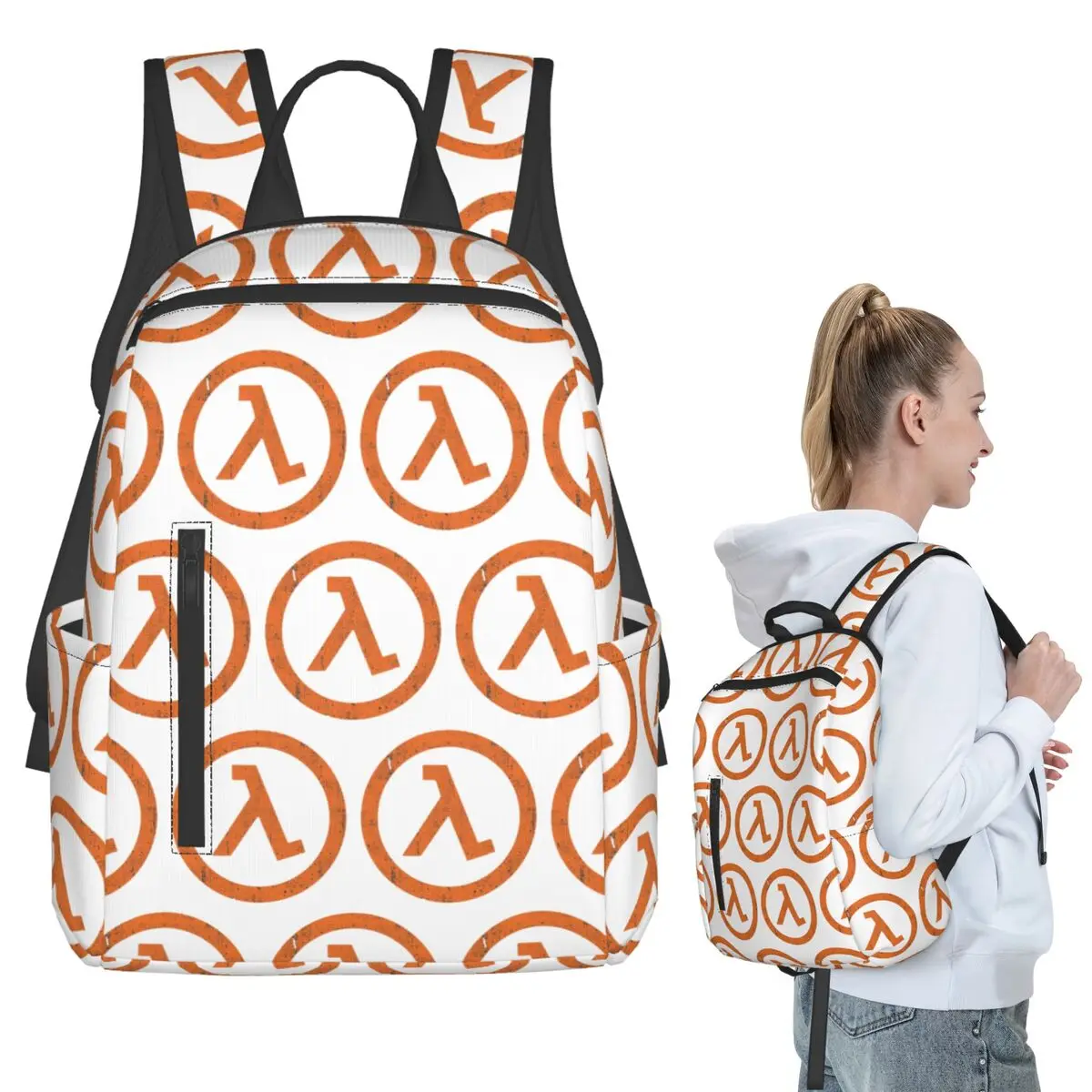 

Half Life Lambda Symbol Backpack Student BookBag Kids School Bag Computer Shoulder Bags Men Women
