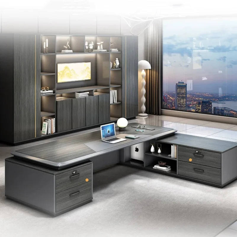 Design Modern Office Desk Study Wooden Computer Decoration Drawer Storage Office Desk European Luxury Tavolo Salon Furniture