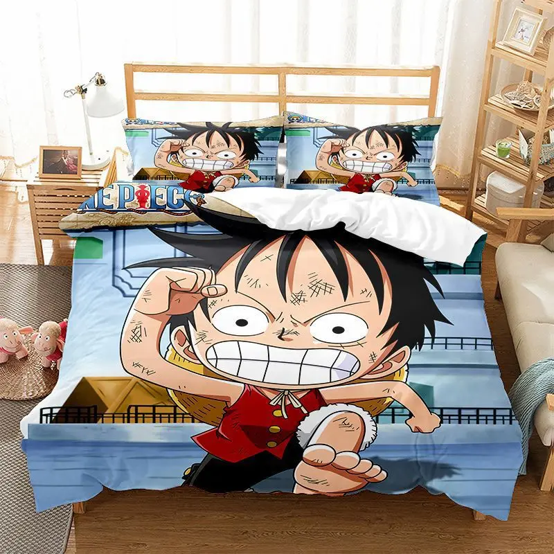 Anime One Piece Boys Double Duvet Cover Comforter Sets Cartoon Luffy Zoro Nami Sanji Sheet Bedspreads view 5