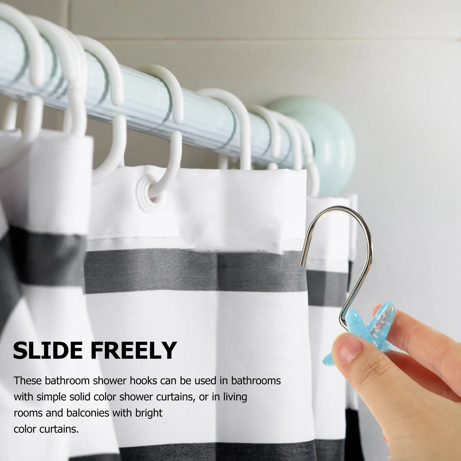 1 Box Bathroom Shower Curtain Hooks Rust Resistant Decorative Hooks for Shower Rods Household Curtain Hangers Bathroom Hook