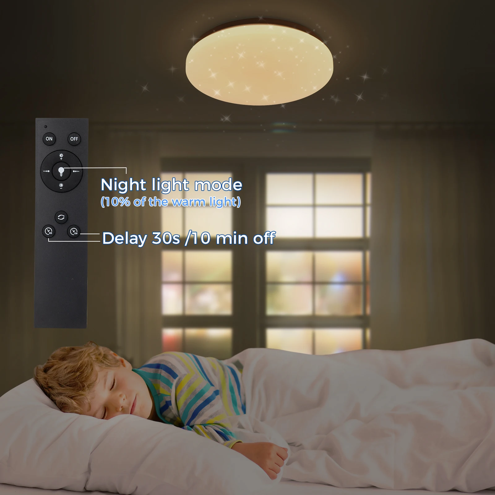 LED-Deckenleuchte 24 W, 28 cm, 2400 lm, dimmbare runde Lampe mit Fernbedienung, 3000–6500 K, für Kinderzimmer, Esszimmer, Büro – Detail 3