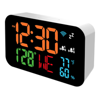 Tuya WiFi Desktop Clock Calendar Intelligent Thermometer Hygrometer with Digital LED Display Adjustable Brightness APP Remote