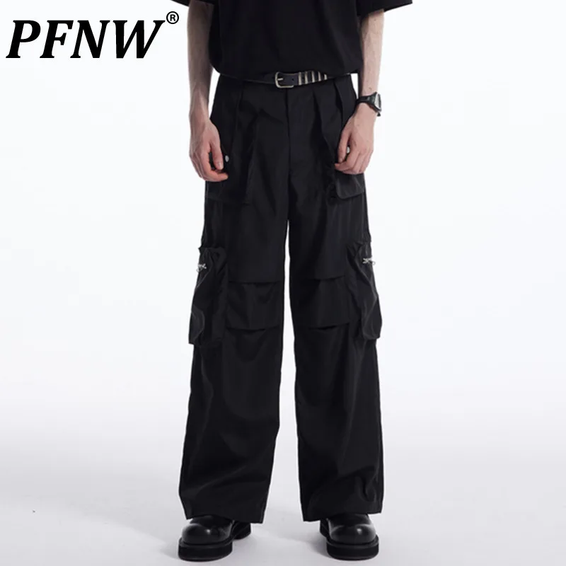 

PFNW Men Cargo Pants Functional Multi-pocket Straight Three-dimensional Pleating Design Casual Trousers Wide Leg 2024 28W3831