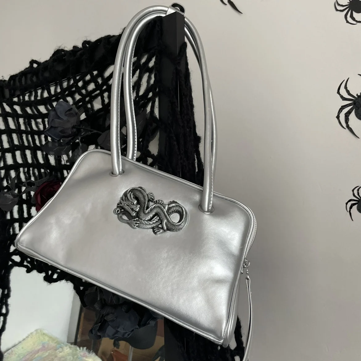 

JIAERDI Subculture Punk Y2k Bags Women 2023 Hot Girls Zipper Silver Handbags Ladies Fashion Casual Underarm Bag Luxury Designer