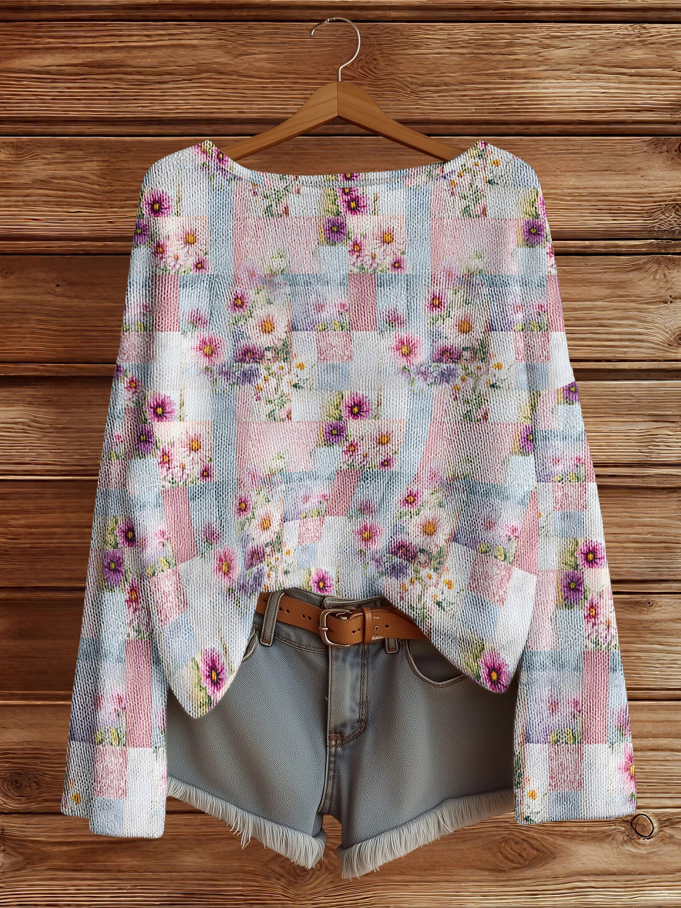 

Осенне-зимний свитер с цветочным принтом, женский винтажный пуловер, свитера, вязаный топ, молодежный товар, модные повседневные джемперы в стиле хип-хоп, элегантная одежда