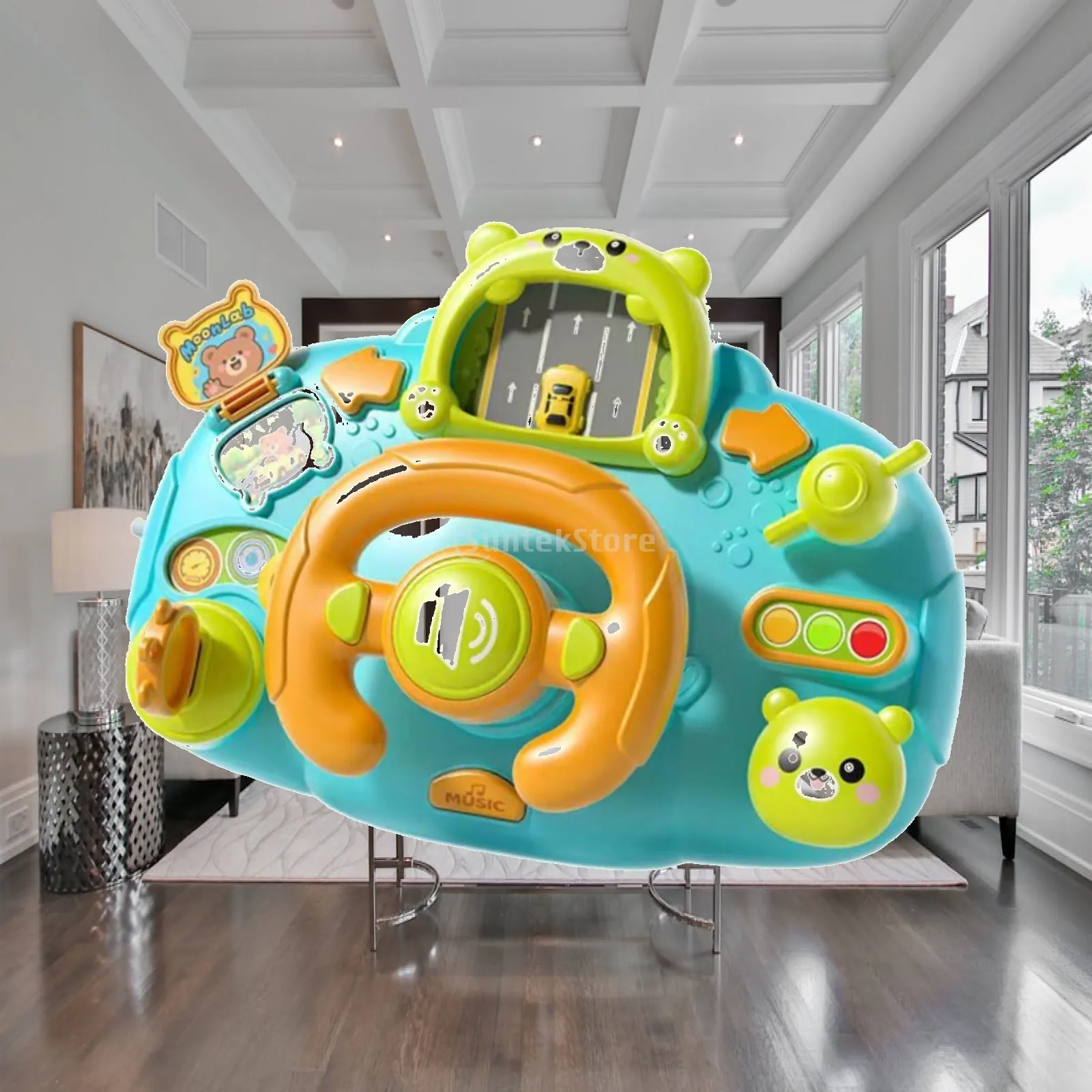 Children’s Musical Steering Wheel Educational Pretend Play Driving Toy for Motor Skills Development for Car Seat and Stroller