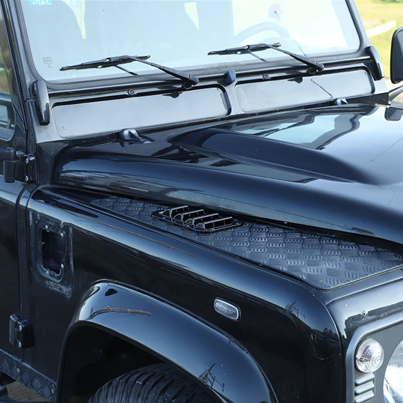 Aluminum alloy black car hood protection plate decorative sticker car accessories for Land Rover Defender 90 110 130 2004-2019