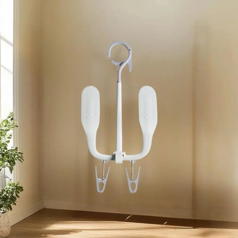 رف تجفيف الأحذية الدوار ذو الخطاف المزدوج للاستخدام المنزلي - حل مثالي مقاوم للرياح