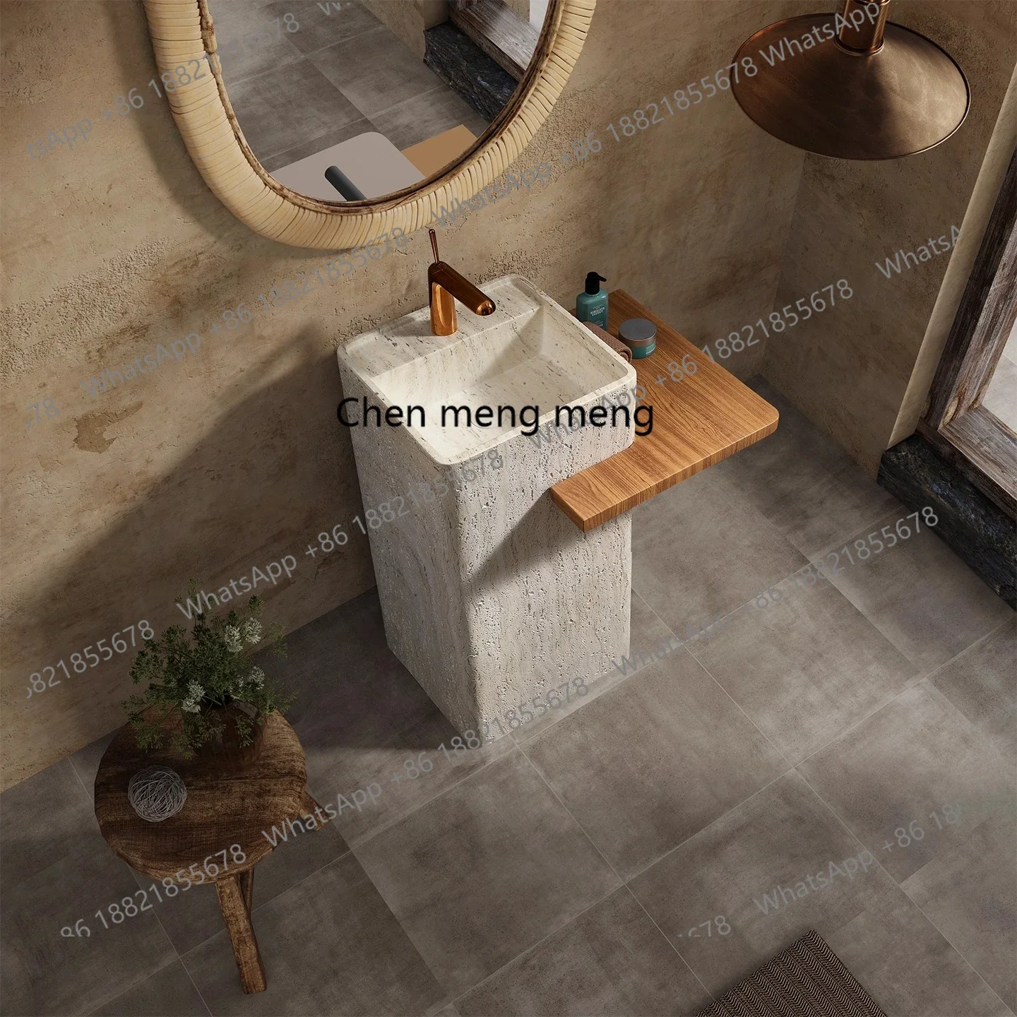 X  New square rounded corner floor-to-ceiling hand wash basin wash storage table