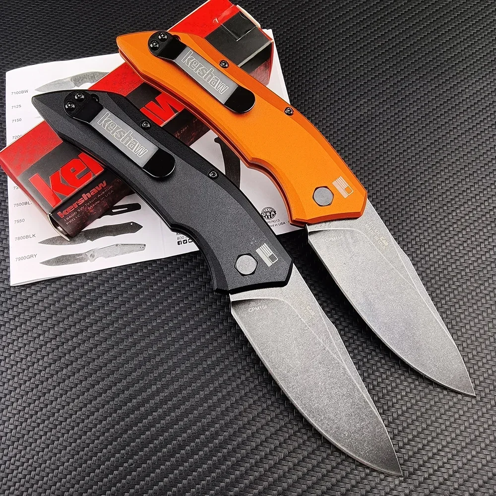 KS 7100 Launch 1 Tactical Folding Knife 9Cr13Mov Stonewash Blade Aluminum Handle Pocket Knife EDC Men\'s Camping Hunting Tools