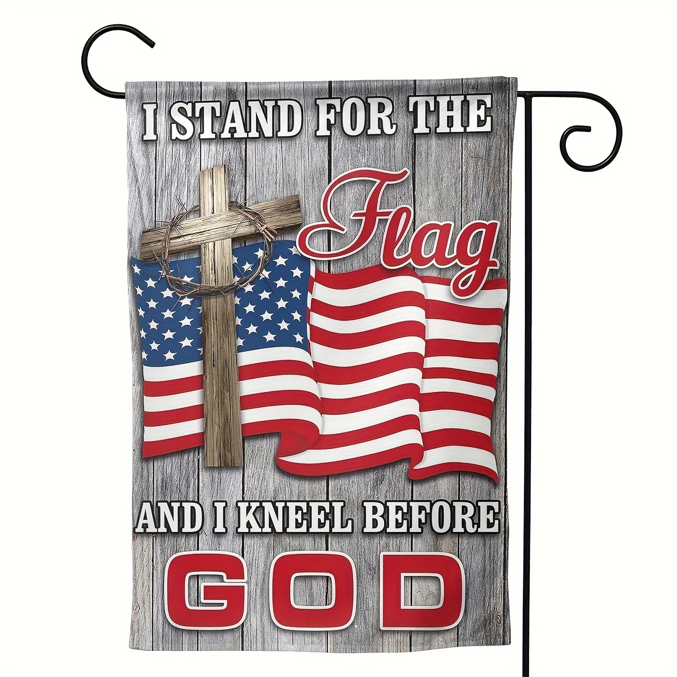 I Stand For The Flag America 4th of July Garden Flag Double Sided USA Memorial Day Independence Day Patriotic Cross Yard Flag