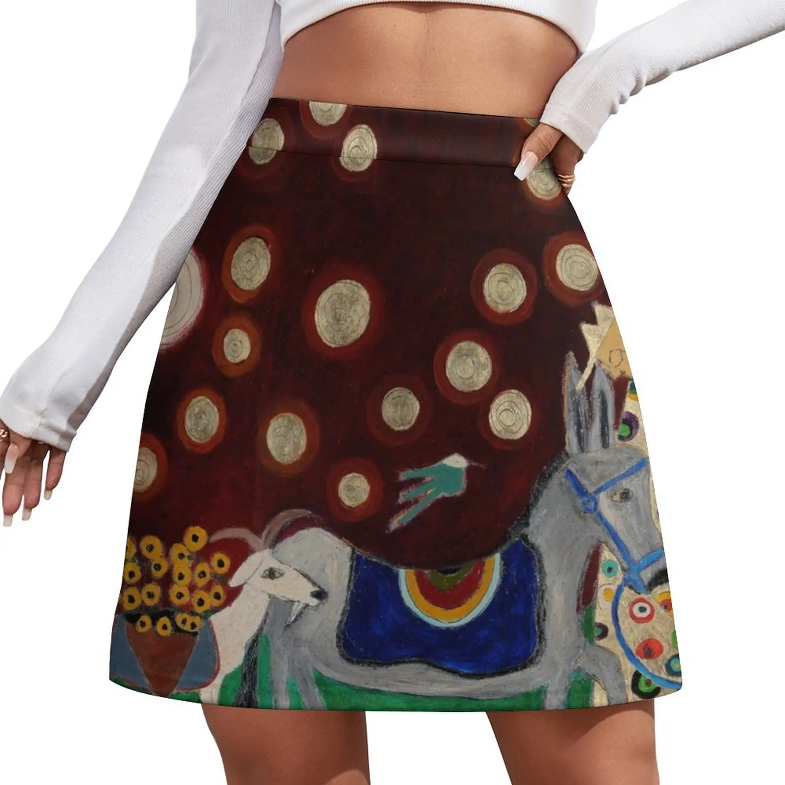 Monk with Donkey and Goat Mini Skirt japanese kawaii clothes Miniskirt woman Woman clothing